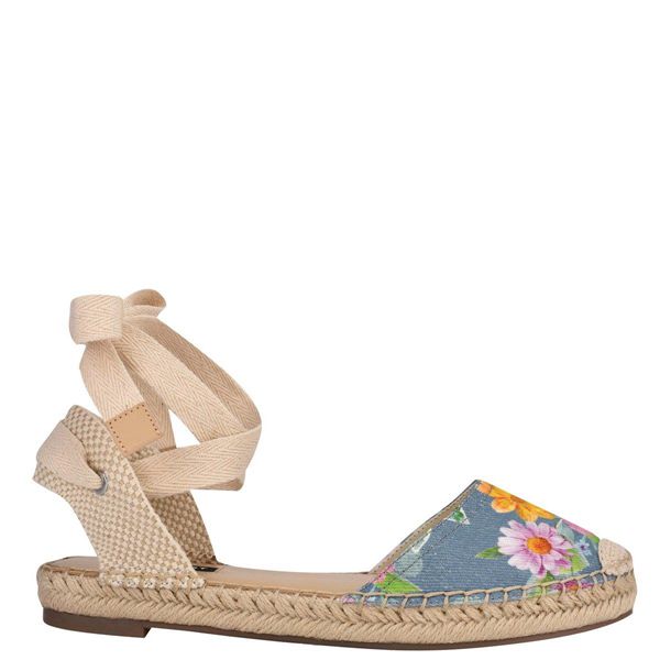 Nine West Mage Ankle Wrap Espadrille Multicolor Flat Sandals | South Africa 31W61-8B53